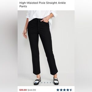 High-waisted Pixie Straight Ankle Pants - Black